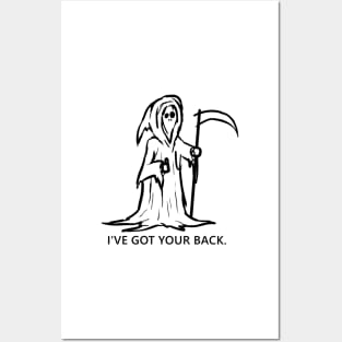 Grim reaper- I've got your back. funny sketch and quote Lettering Digital Illustration Posters and Art